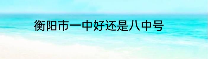 衡阳市一中好还是八中号