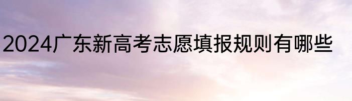 2024广东新高考志愿填报规则有哪些