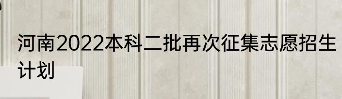 河南2022本科二批再次征集志愿招生计划