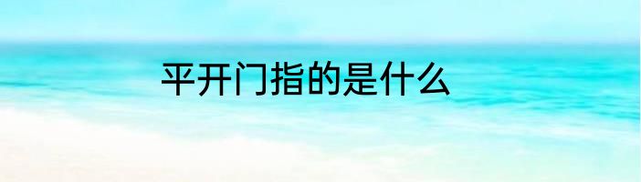 平开门指的是什么