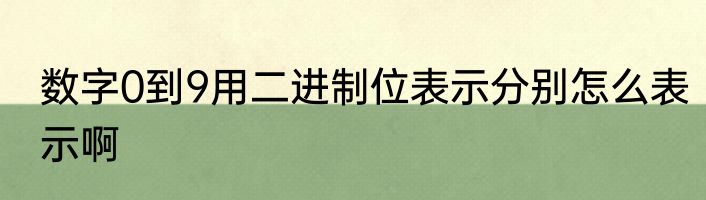 数字0到9用二进制位表示分别怎么表示啊