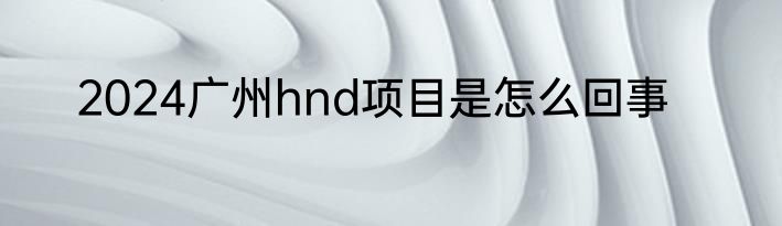 2024广州hnd项目是怎么回事