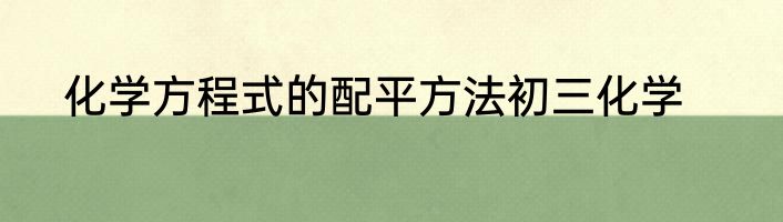 化学方程式的配平方法初三化学