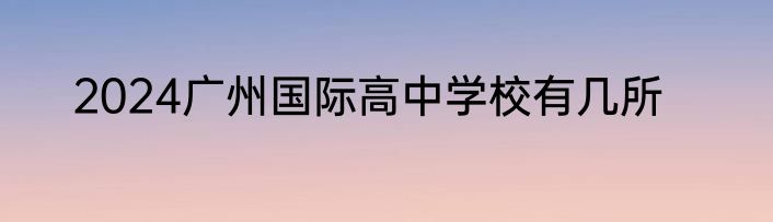 2024广州国际高中学校有几所