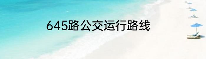 645路公交运行路线
