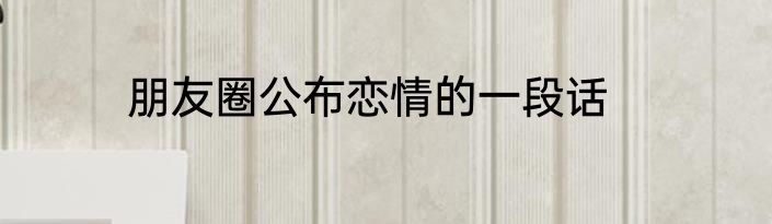朋友圈公布恋情的一段话