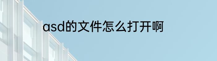 asd的文件怎么打开啊