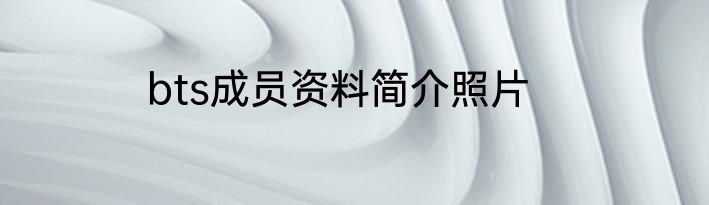 bts成员资料简介照片