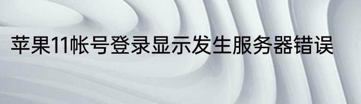 苹果11帐号登录显示发生服务器错误