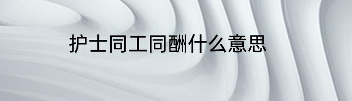护士同工同酬什么意思