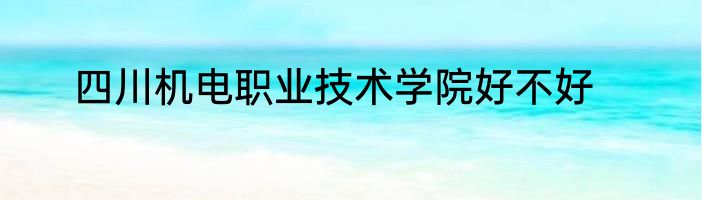 四川机电职业技术学院好不好