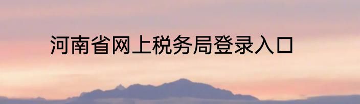 河南省网上税务局登录入口