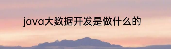 java大数据开发是做什么的