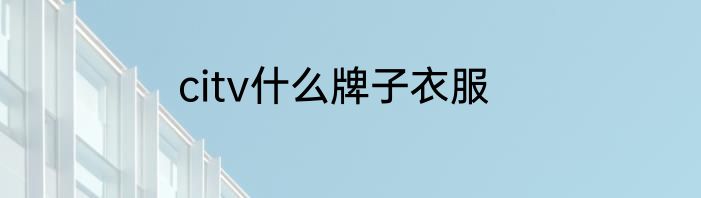citv什么牌子衣服