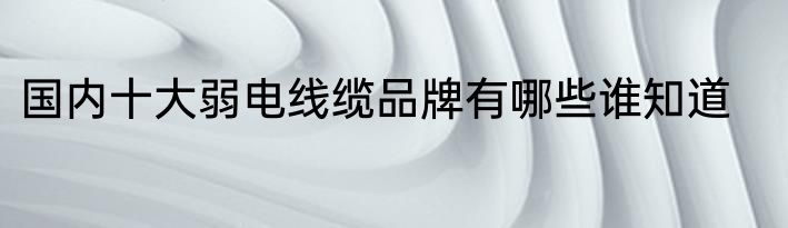 国内十大弱电线缆品牌有哪些谁知道