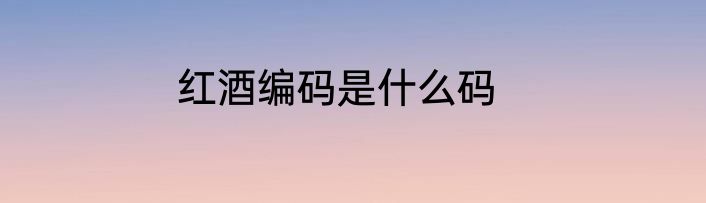 红酒编码是什么码