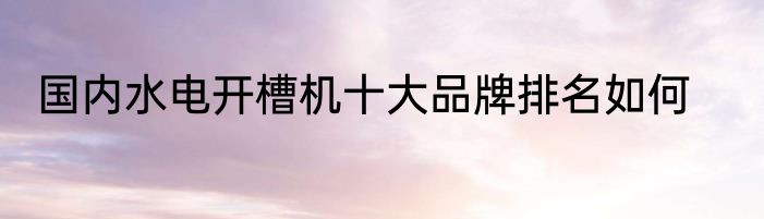 国内水电开槽机十大品牌排名如何