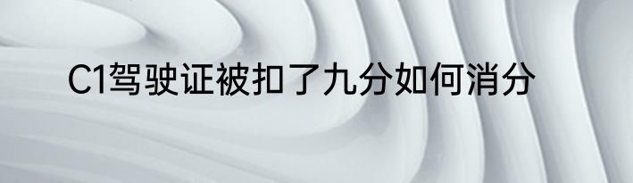 C1驾驶证被扣了九分如何消分