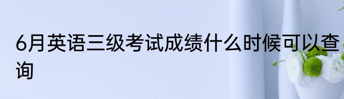 6月英语三级考试成绩什么时候可以查询