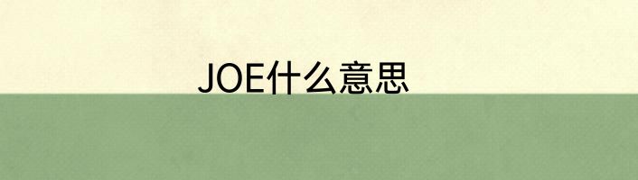 JOE什么意思