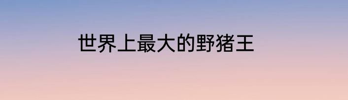 世界上最大的野猪王