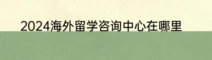2024海外留学咨询中心在哪里