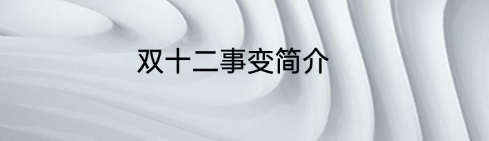 双十二事变简介