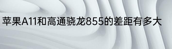 苹果A11和高通骁龙855的差距有多大