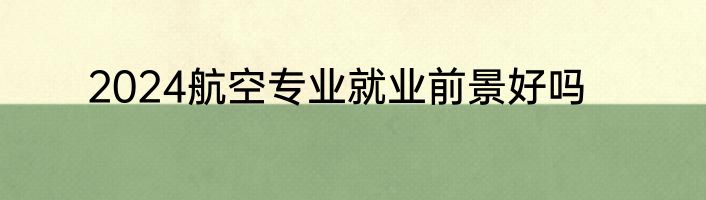 2024航空专业就业前景好吗