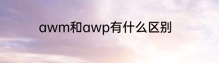 awm和awp有什么区别