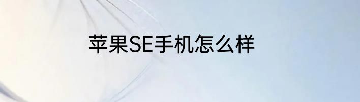 苹果SE手机怎么样
