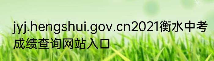jyj.hengshui.gov.cn2021衡水中考成绩查询网站入口