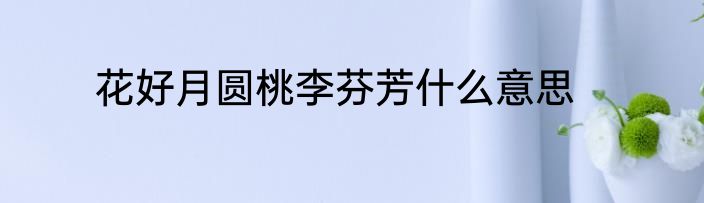 花好月圆桃李芬芳什么意思