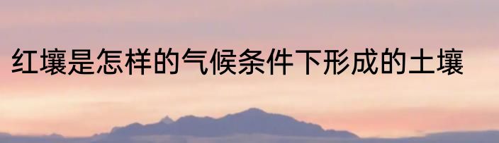 红壤是怎样的气候条件下形成的土壤
