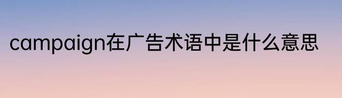 campaign在广告术语中是什么意思