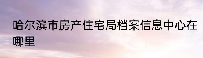 哈尔滨市房产住宅局档案信息中心在哪里