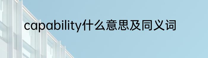 capability什么意思及同义词