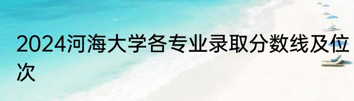 2024河海大学各专业录取分数线及位次