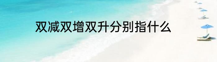双减双增双升分别指什么