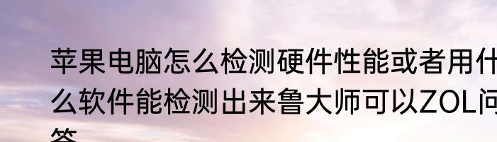 苹果电脑怎么检测硬件性能或者用什么软件能检测出来鲁大师可以ZOL问答
