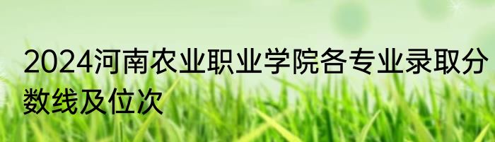2024河南农业职业学院各专业录取分数线及位次