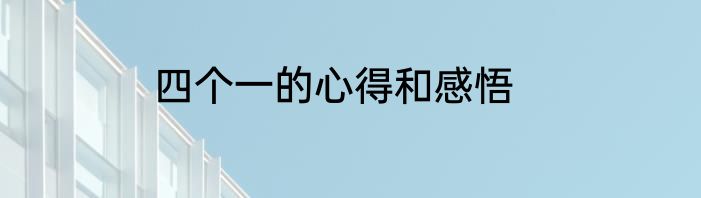 四个一的心得和感悟