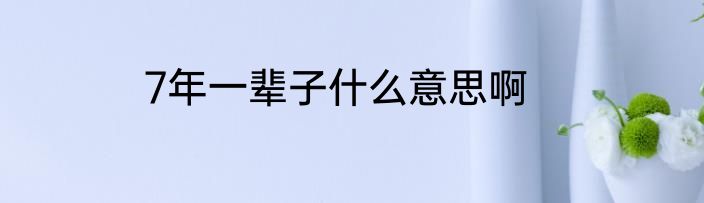 7年一辈子什么意思啊