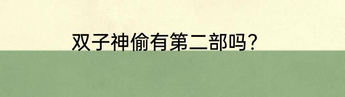 双子神偷有第二部吗?