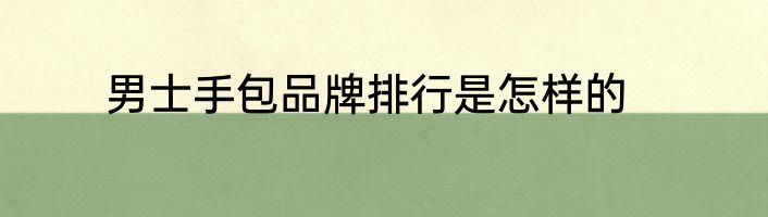 男士手包品牌排行是怎样的
