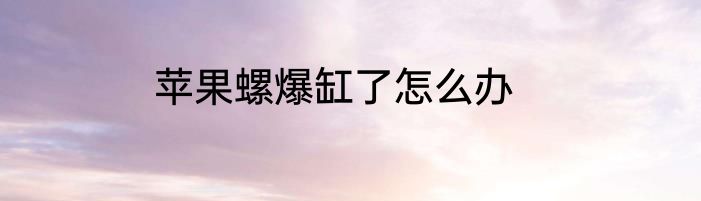 苹果螺爆缸了怎么办