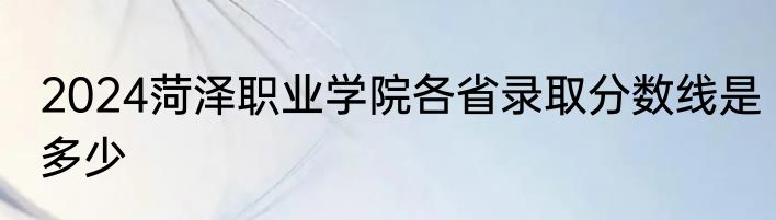 2024菏泽职业学院各省录取分数线是多少