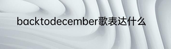 backtodecember歌表达什么