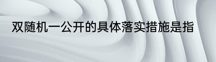 双随机一公开的具体落实措施是指