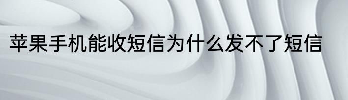 苹果手机能收短信为什么发不了短信
